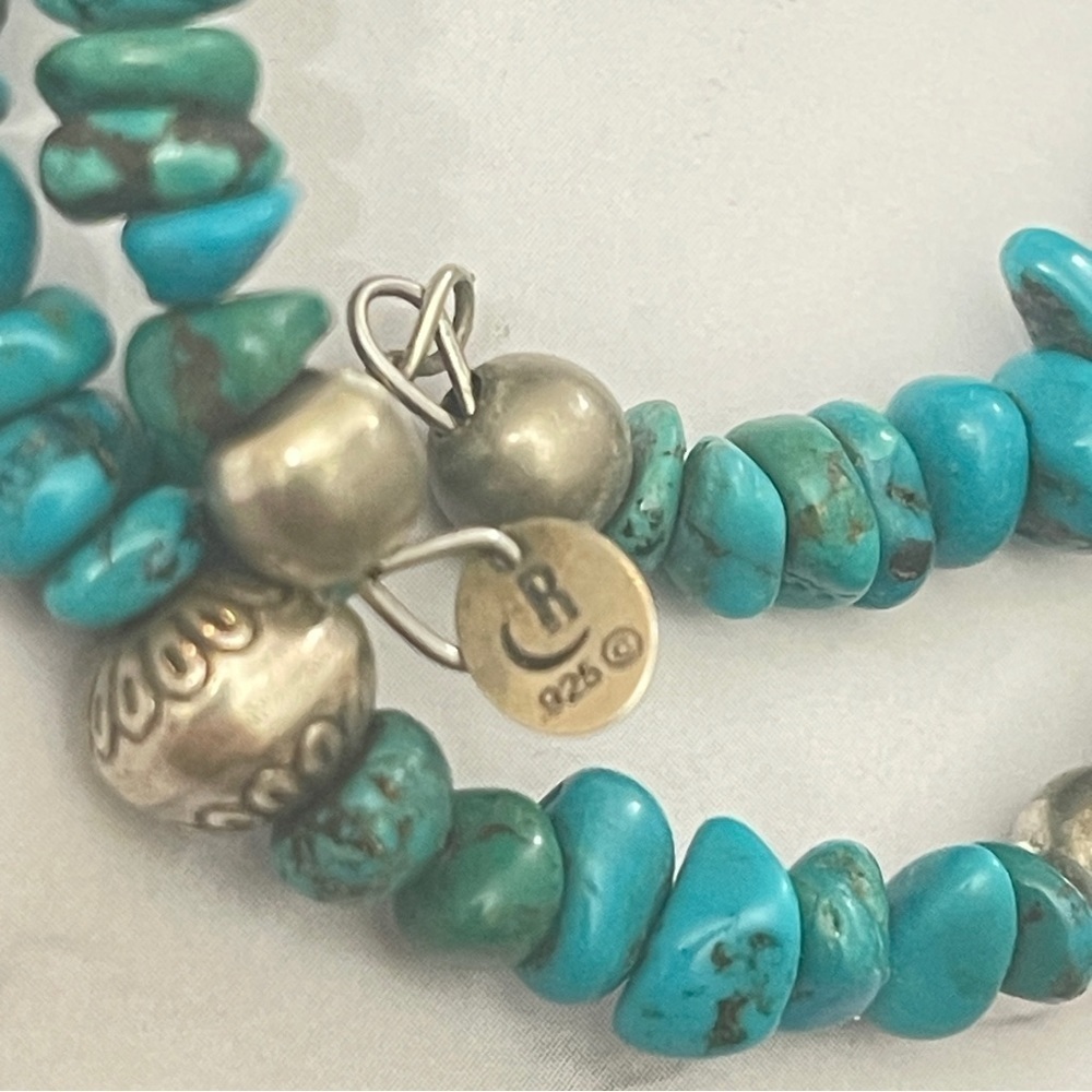American West Carolyn Pollack Relios Turquoise and Silver Bead Wrap Bracelet - Picture 3 of 10